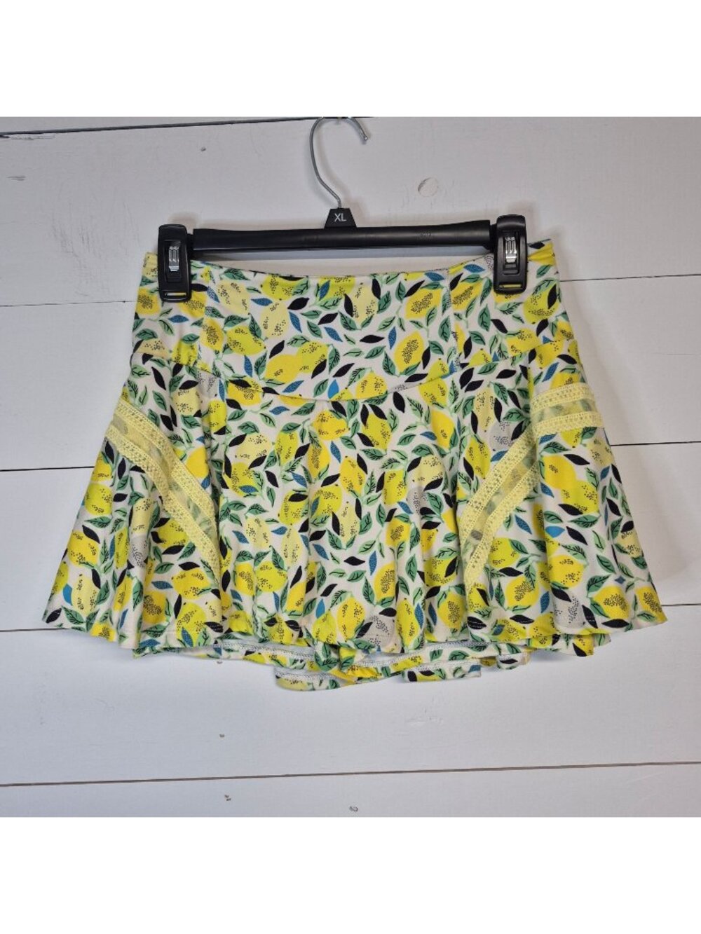 Free People Movement Lemon Print Skort With Lace Accents Size M